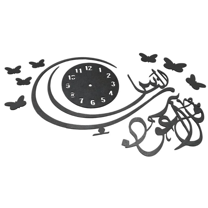 3D Islamic Wall Clock for Home Decor Living Room Bedroom