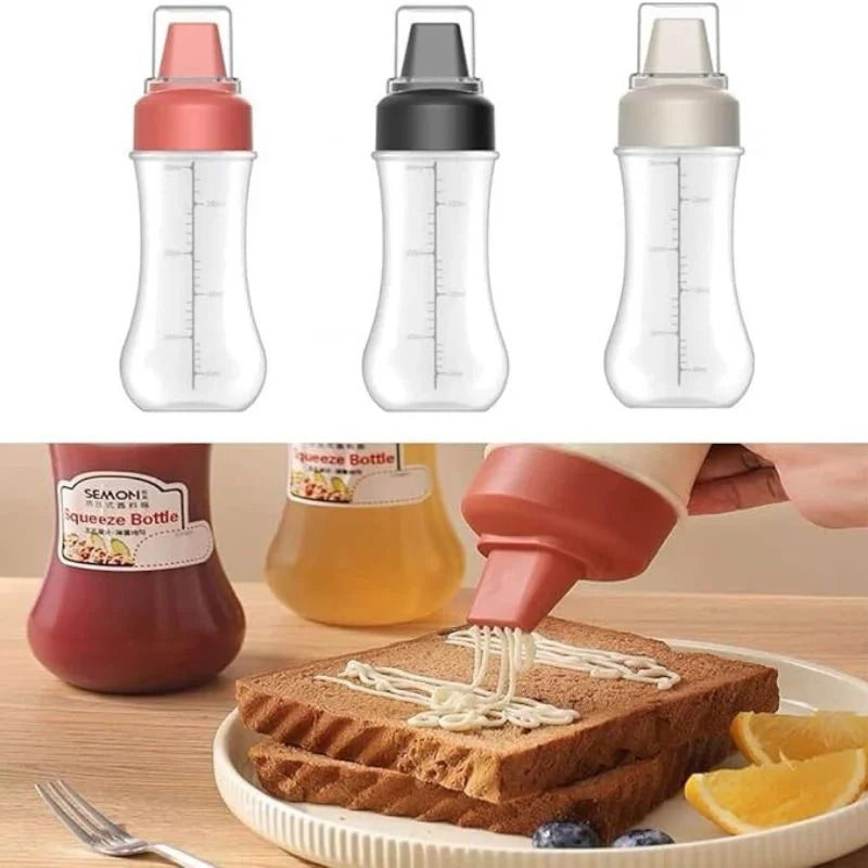 5 Hole Squeeze Sauce Bottle | Sauce Bottle for Kitchen | Black Cap