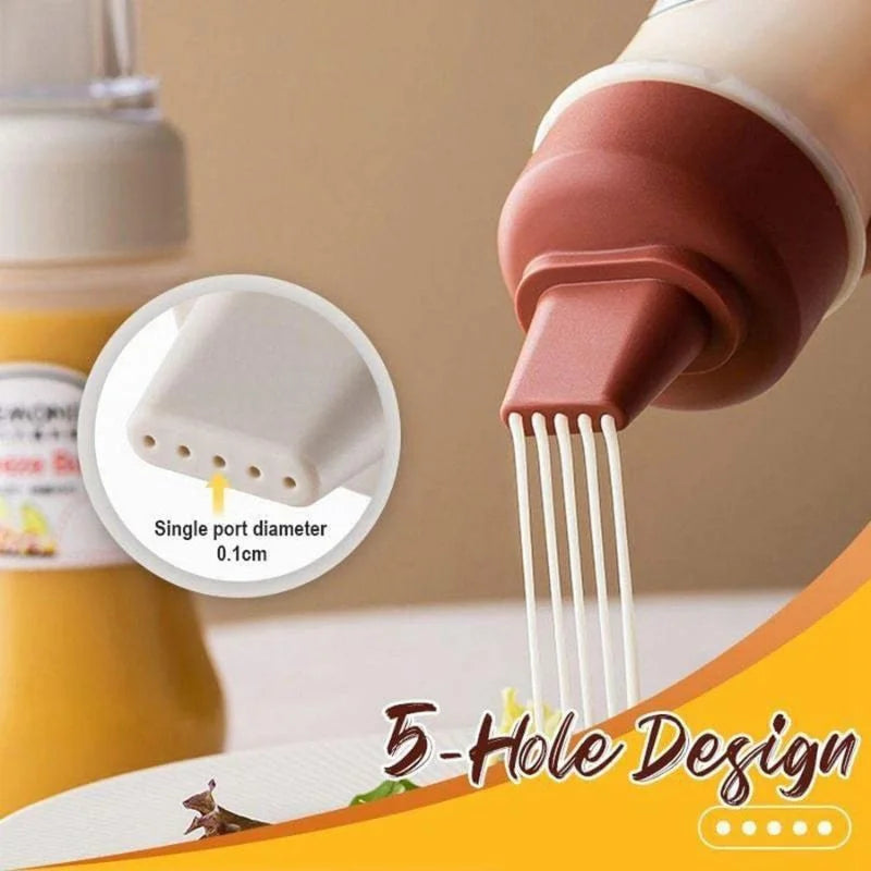 5 Hole Squeeze Sauce Bottle | Sauce Bottle for Kitchen | Black Cap