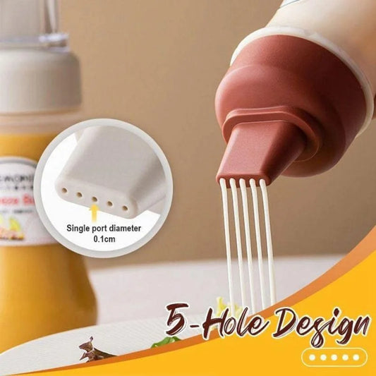 5 Hole Squeeze Sauce Bottle | Sauce Bottle for Kitchen | Black Cap