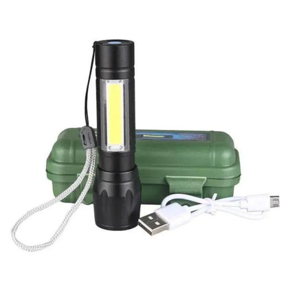 Metal COB Flashlight Torch  Emergency Penlight