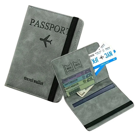 RFID Blocking Passport Wallet | PU Leather Travel Document Holder with Card & Cash Pockets | Random Color