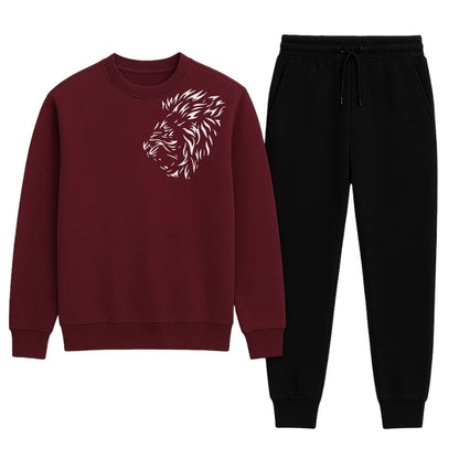 KING Printed Yellow Tracksuit Sweatshirt & Trouser | Warm & Comfortable Winter Wear | Large