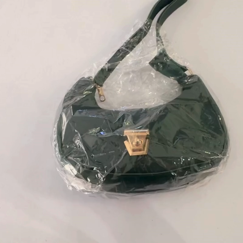 Crescent Leather Luxury Shoulder Bag for Women | Deep Green