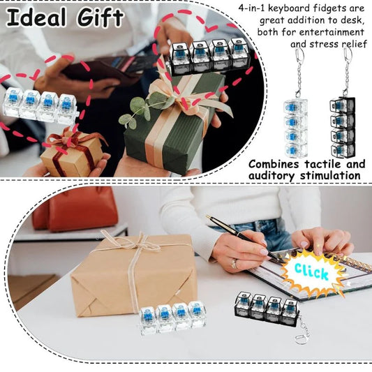 4-Key Mechanical Keyboard Clicker Keychain || Random Color